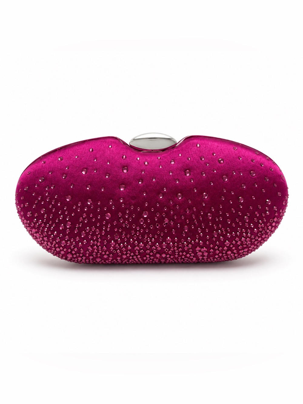 Jessica McClintock Glam Rhinestone Satin Clutch Evening Bag Pink Silver